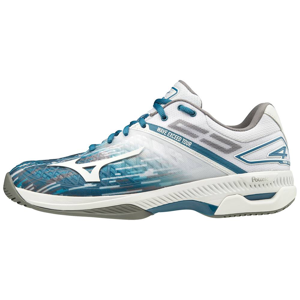 Mizuno Men's Wave Exceed Tour 4 AC Tennis Shoes Blue/White (550025-NAS)